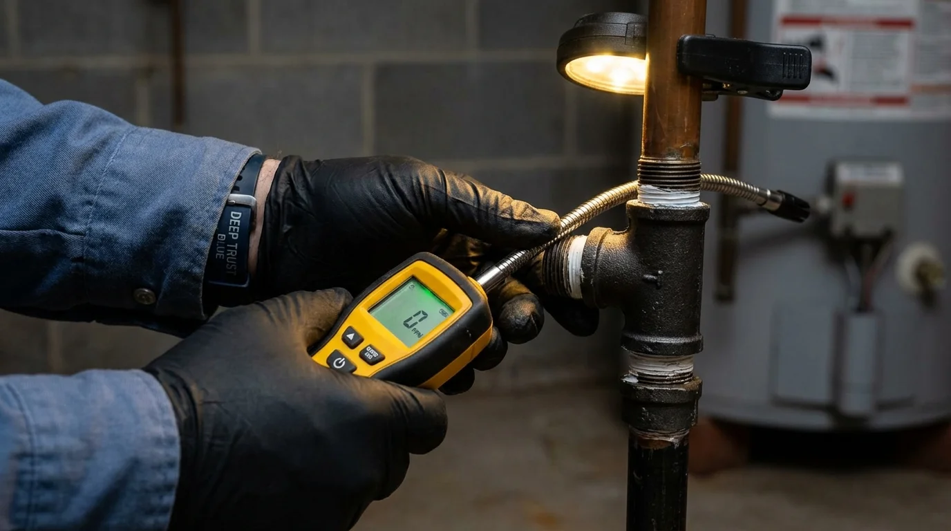Gas leak detection with electronic sniffer by Johns Plumbing LLC in Carrollton